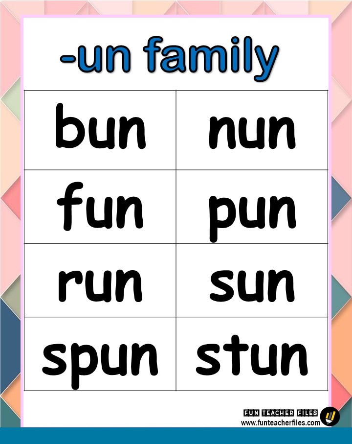 Word Family | -un, -ump, -ug, -uck Family - Fun Teacher Files