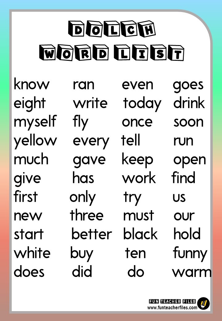 Dolch Sight Word List