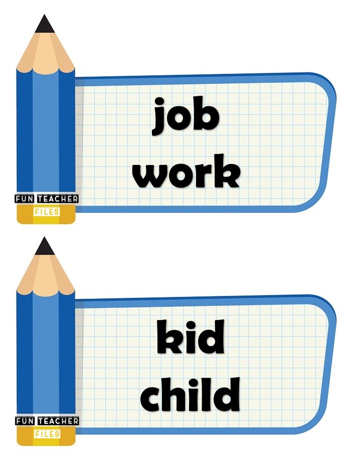 Synonym Flashcards Set 2 Fun Teacher Files