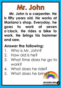 Reading Materials with Comprehension Questions - Fun Teacher Files