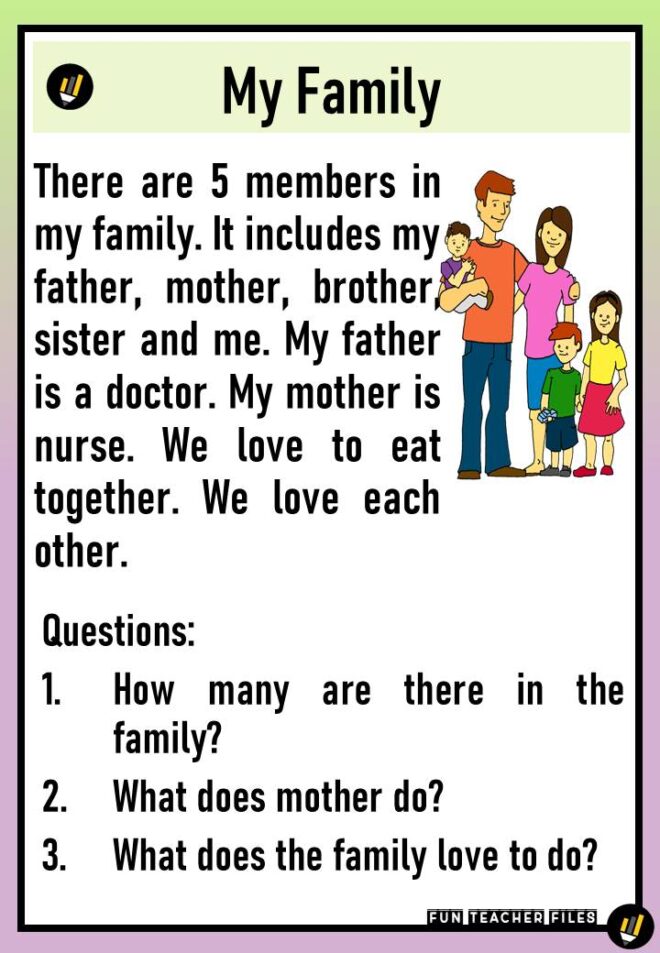 Reading Passages about Family with Questions - Fun Teacher Files