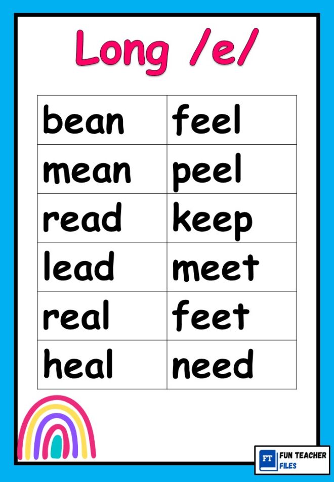 Words with Long Vowel Sounds - Fun Teacher Files