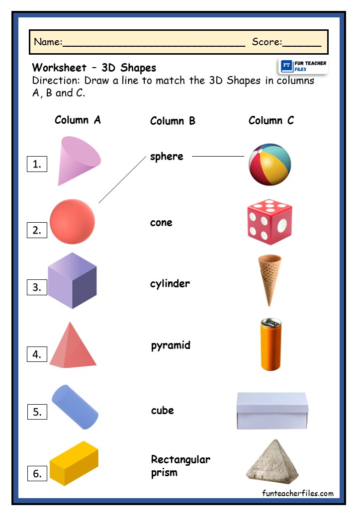 3D Shape Worksheet - Fun Teacher Files