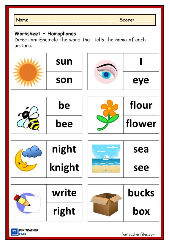 Free Worksheet For 5th Grade Homophones