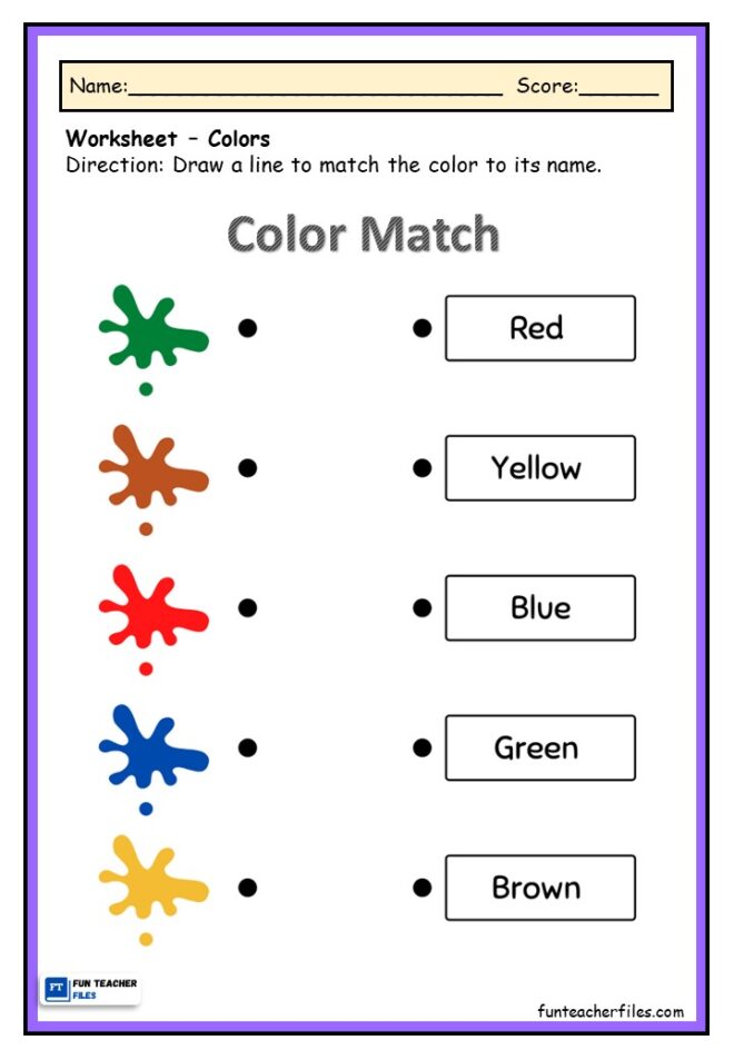 Color Matching Worksheet - Fun Teacher Files