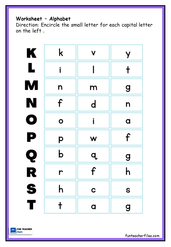Capital and Small Letter Alphabet Worksheet - Fun Teacher Files