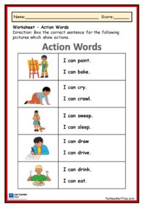 Action Word Worksheets - Fun Teacher Files