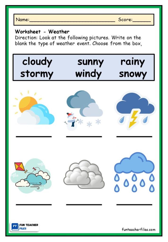 Weather Worksheet - Fun Teacher Files