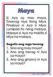 Filipino Reading Passages with Comprehension Questions Set 1 - Fun ...