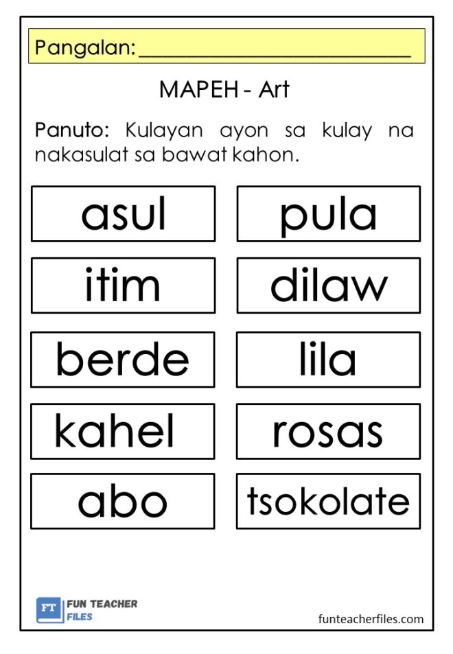 Iba't-ibang Kulay Worksheets Set 1 - Fun Teacher Files