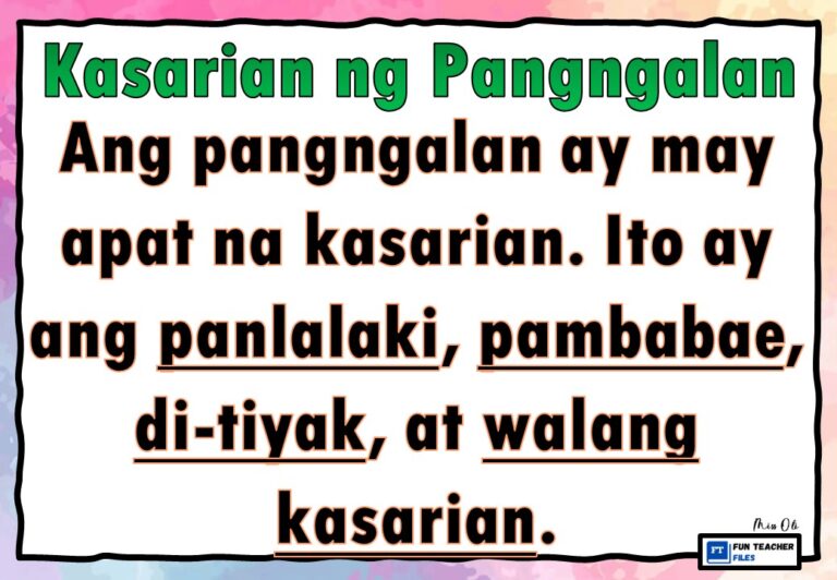 Kasarian Ng Pangngalan - Fun Teacher Files