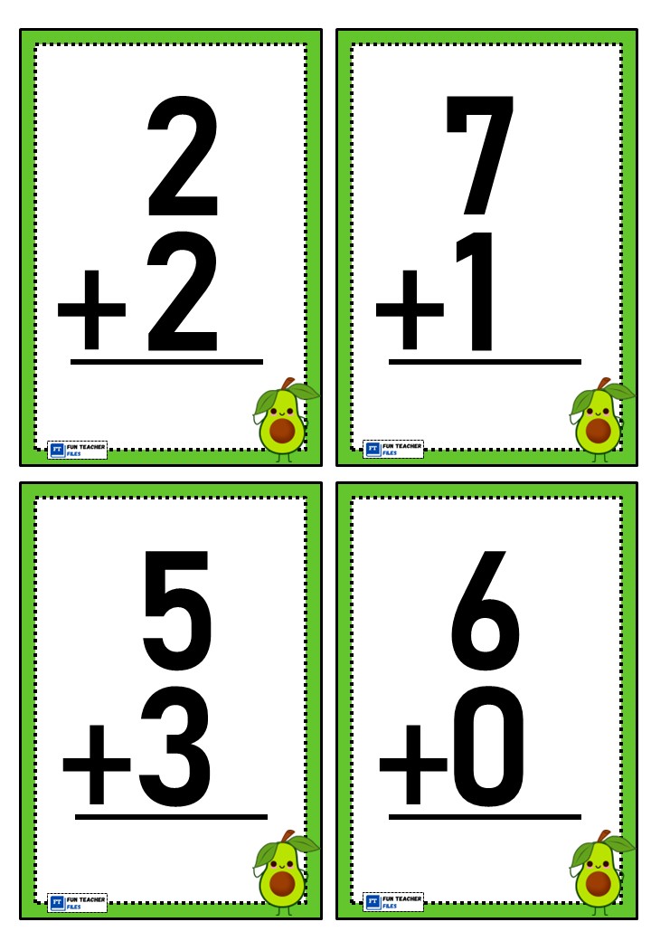 Addition Flashcards With Sums 10 Or Less Fun Teacher Files