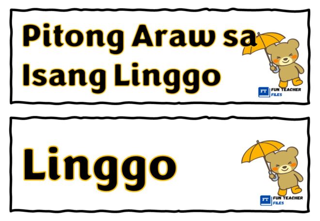 Pitong Araw Sa Isang Linggo Flashcards Fun Teacher Files 0112