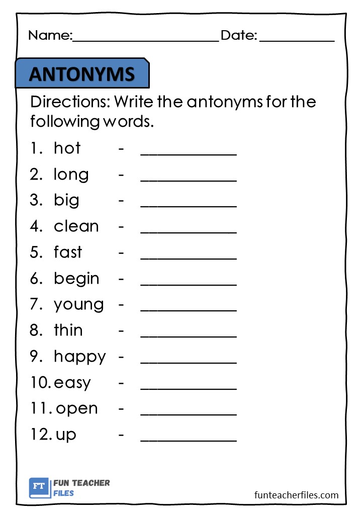 assignment on antonyms