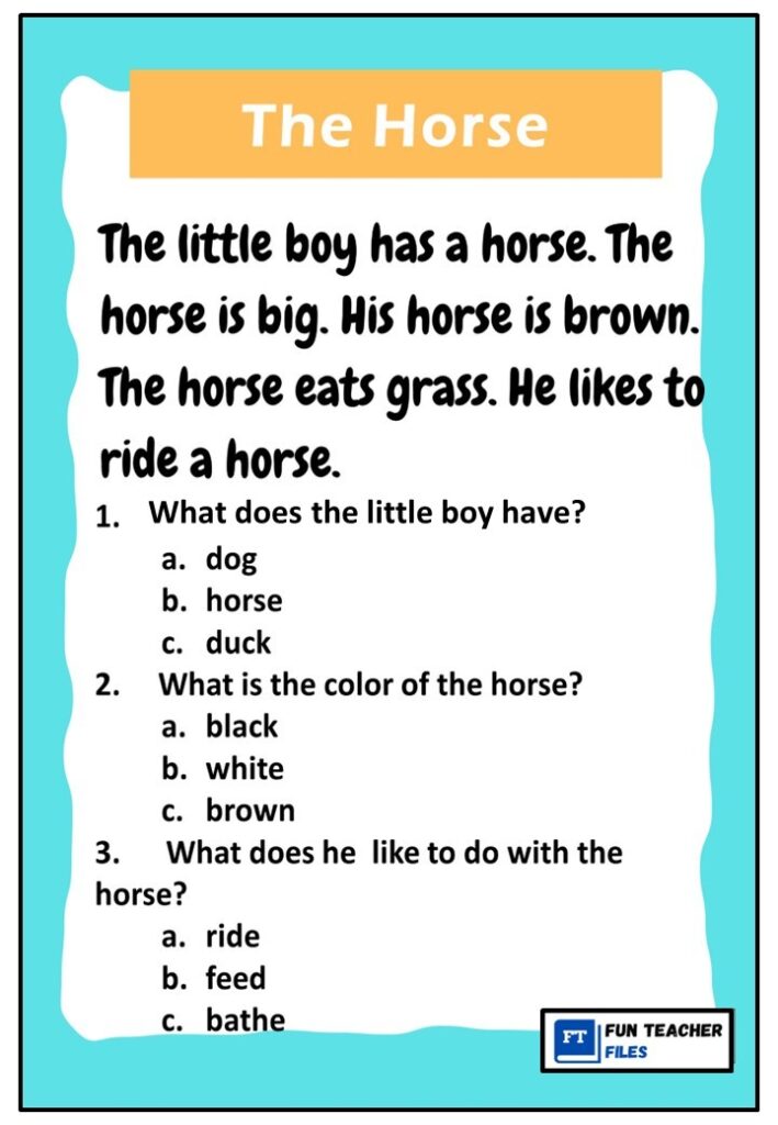 Reading Passages With Comprehension Question Set 2 Fun Teacher Files