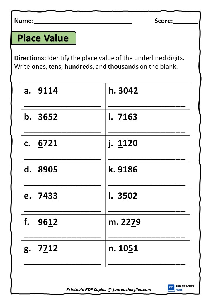 Place Value Worksheets Set 4 Fun Teacher Files