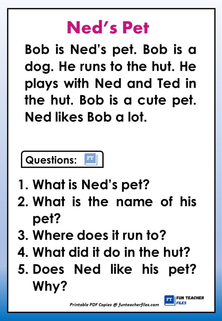 English Reading Passages with Comprehension Questions Set 3 - Fun ...