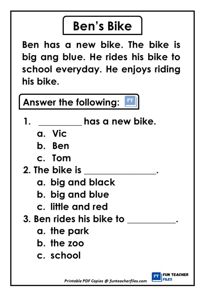 English Reading Passages with Comprehension Questions Set 1 - Fun ...