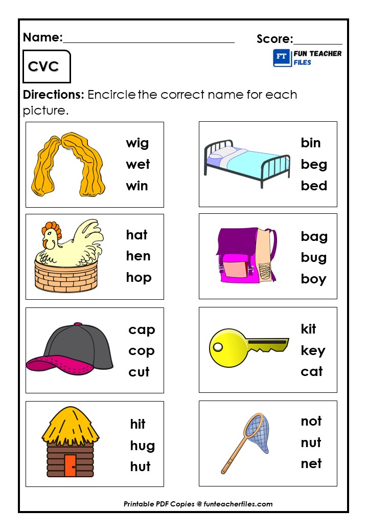 CVC Worksheets Set 1 - Fun Teacher Files