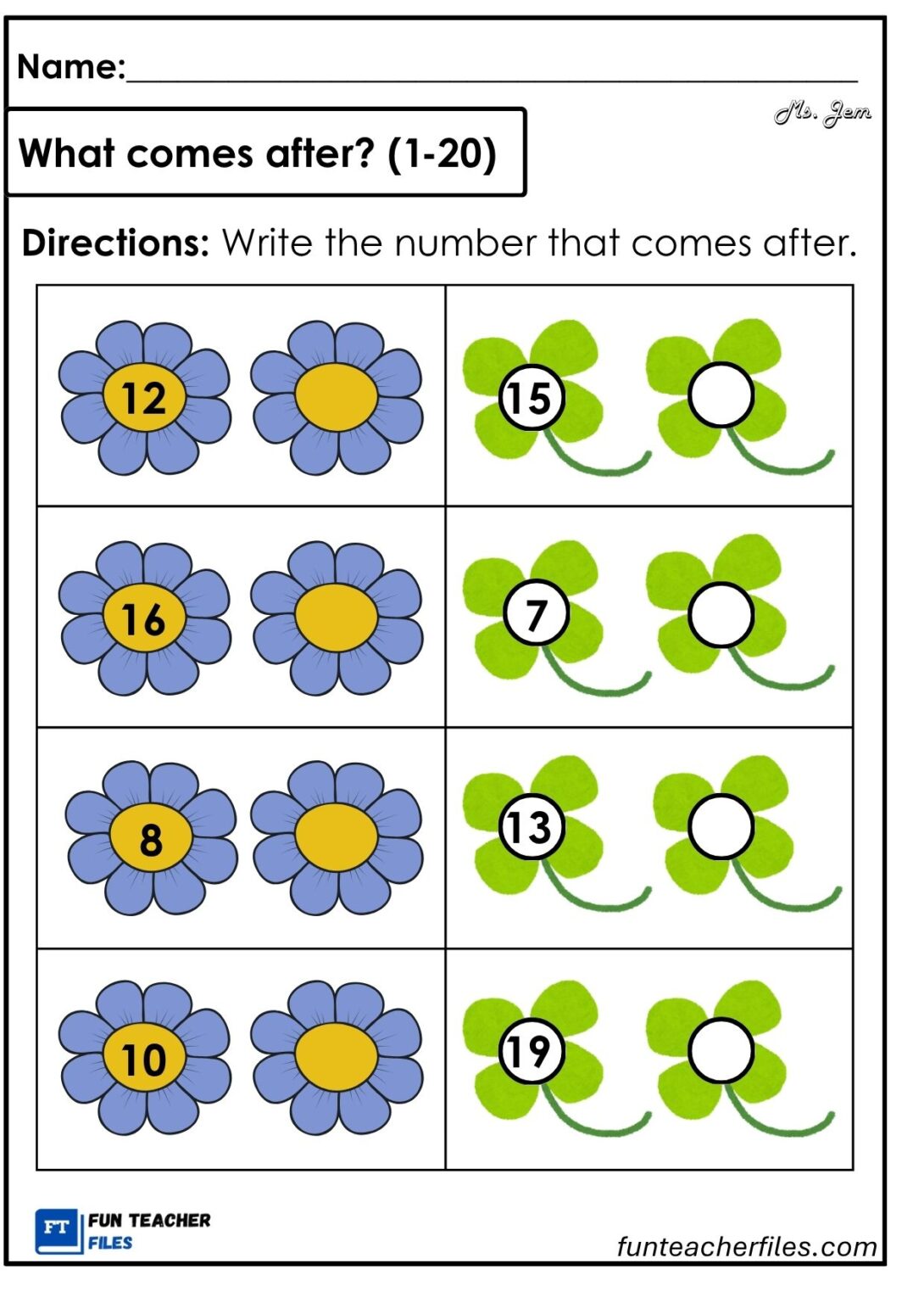 What Comes After? Worksheet 1 - Fun Teacher Files