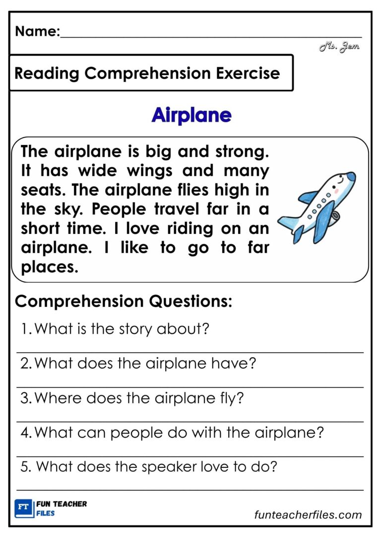 Reading Comprehension Exercises Set 12 – Transportation - Fun Teacher Files