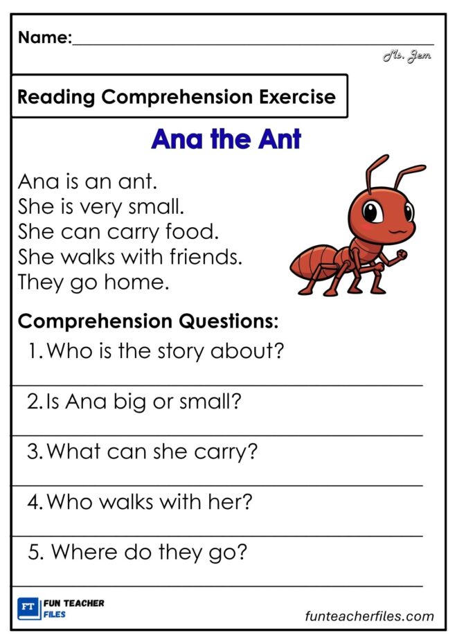 Reading Comprehension Exercises Set 7 - Insects - Fun Teacher Files