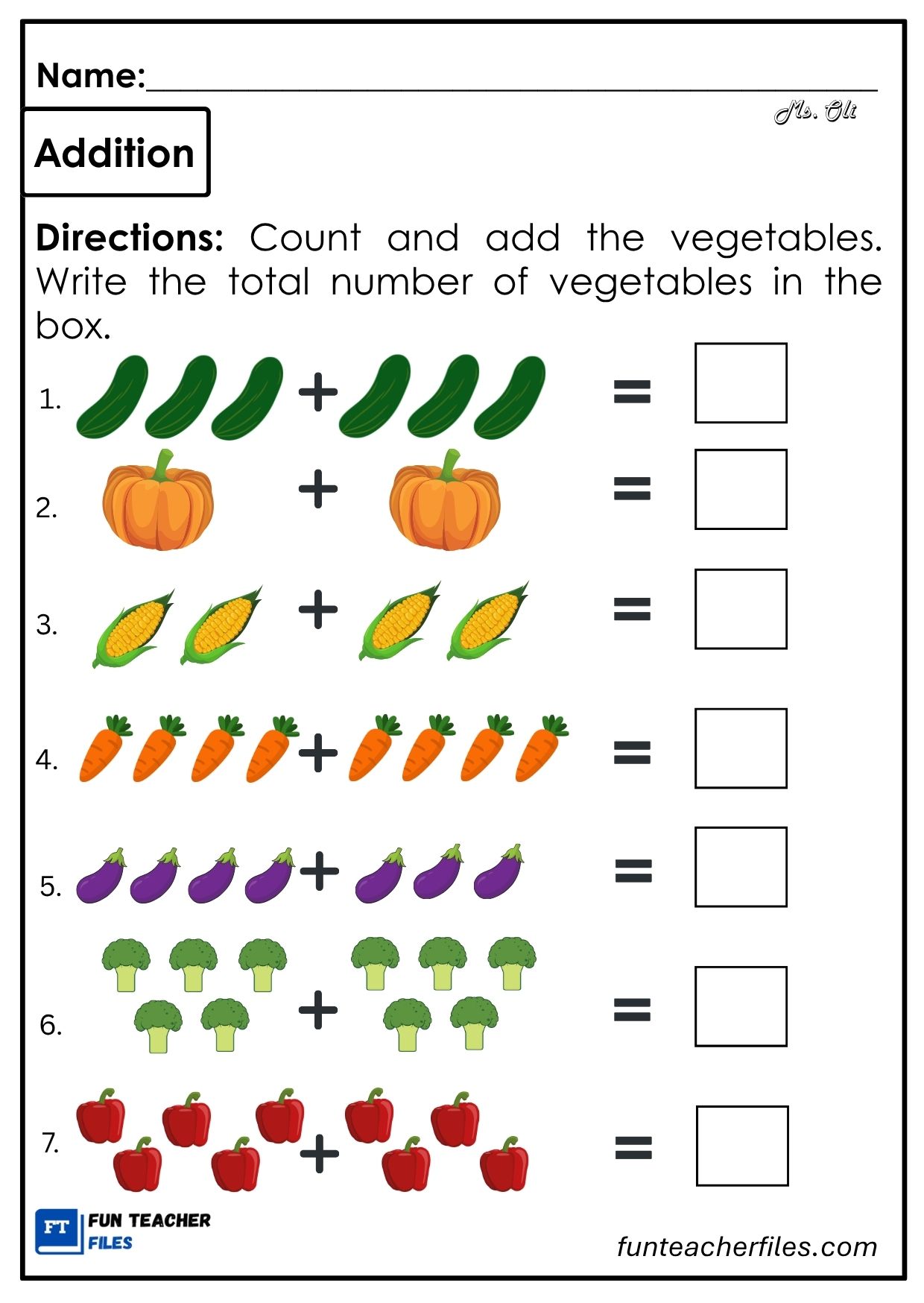 Addition With Pictures Worksheet 4 - Fun Teacher Files