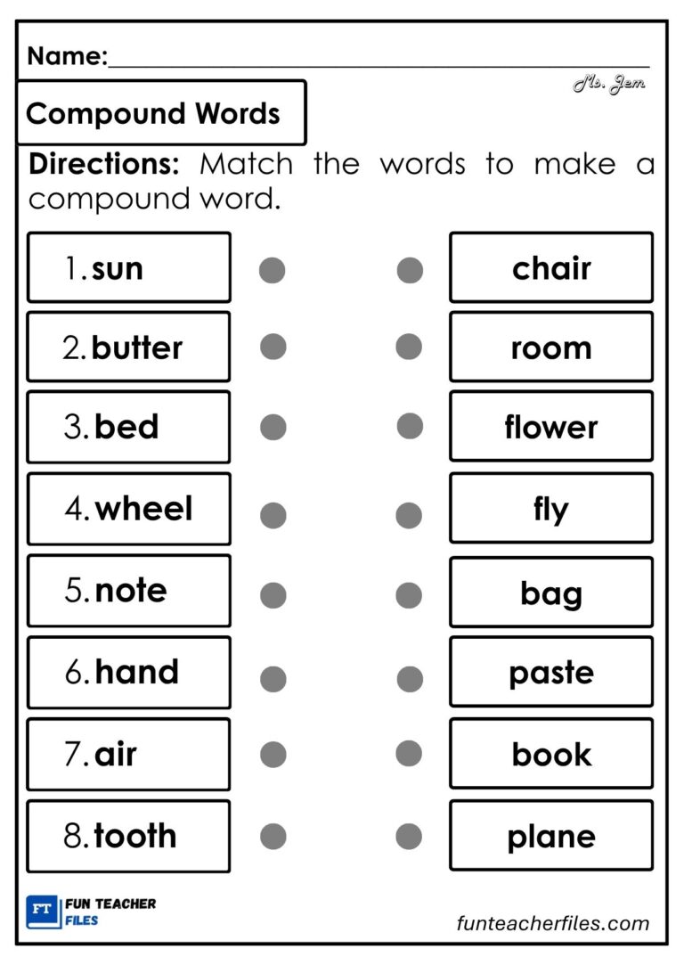 Compound Words Worksheet 3 - Fun Teacher Files