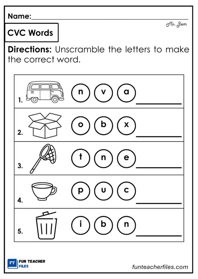 CVC Worksheets Set 5 - Fun Teacher Files