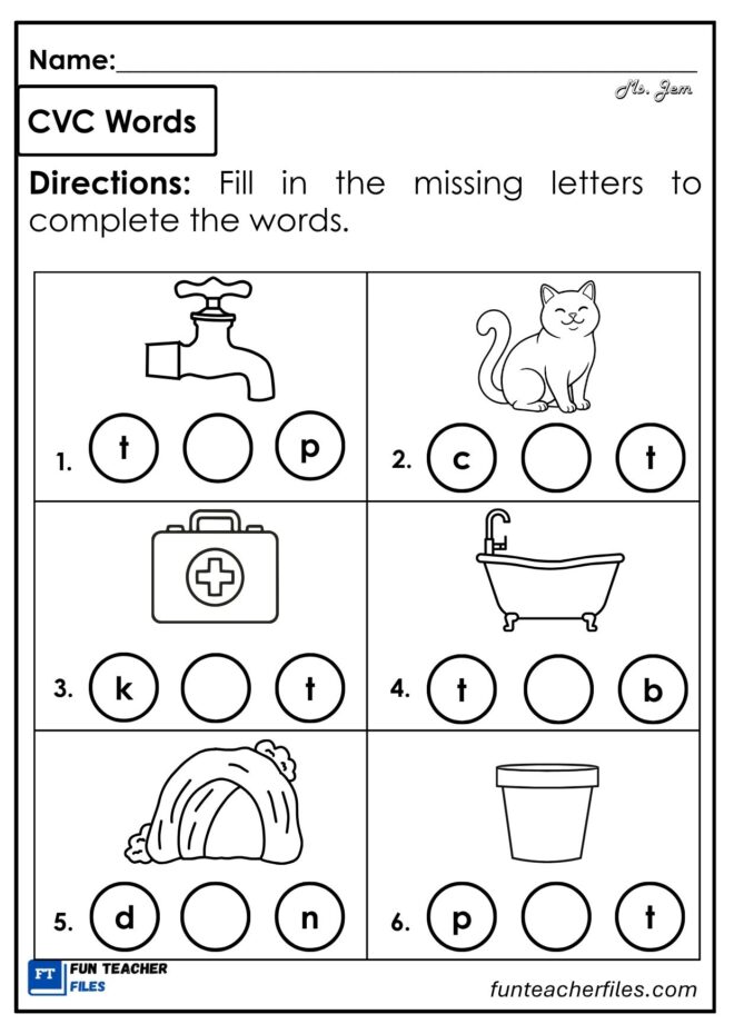 CVC Worksheets Set 6 - Fun Teacher Files