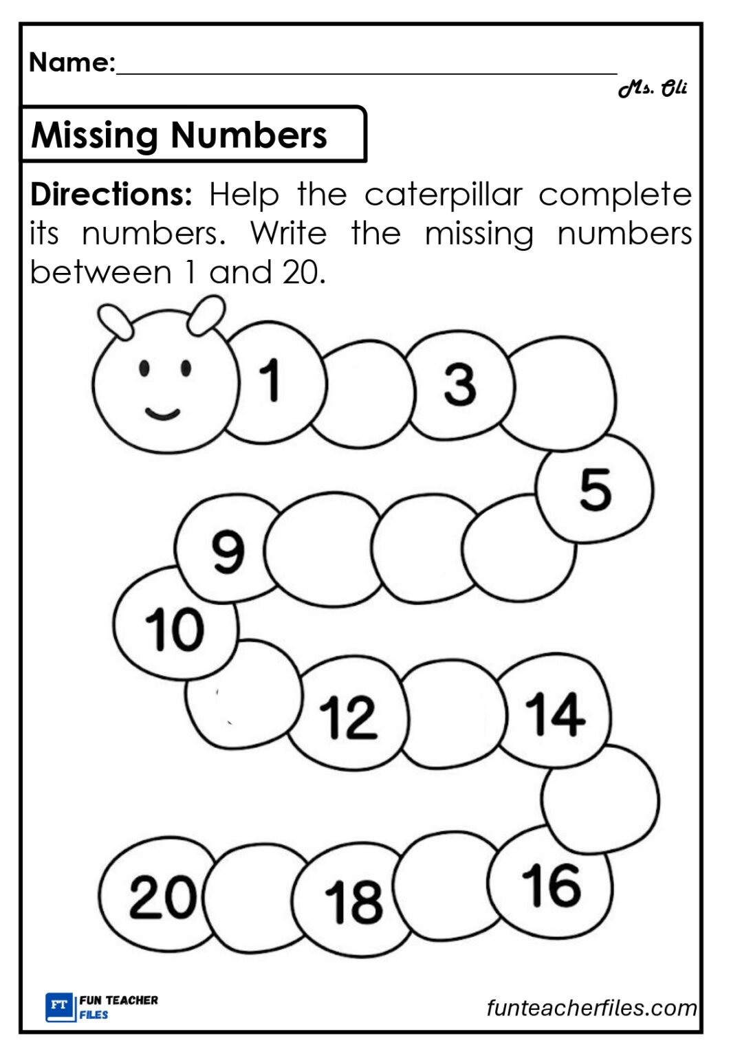 Missing Numbers Worksheet 3 - Fun Teacher Files