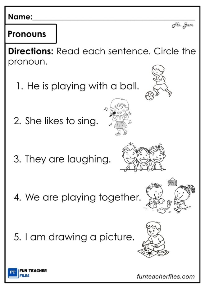 Pronouns Worksheet 4 - Fun Teacher Files